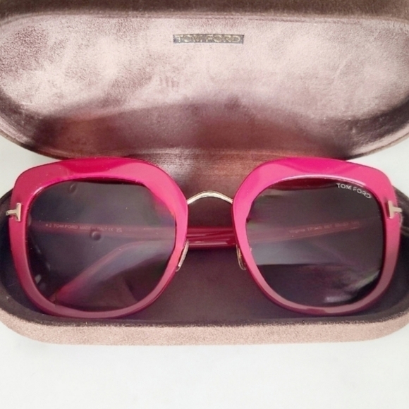 Tom Ford Virginia Sunglasses, Shiny Fuchsia & Rose Gold, NIB main image 6